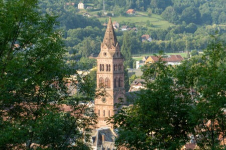 Eglise protestante de munster vue depuis les hauteurs