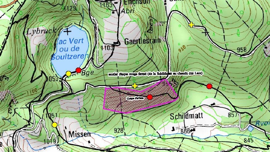 Déviation disque rouge vers Lac Vert