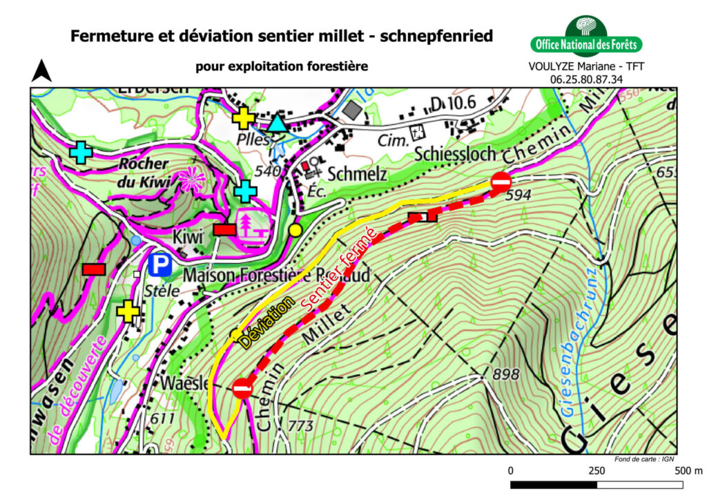 Déviation sentier rouge-blanc-rouge Mittlach
